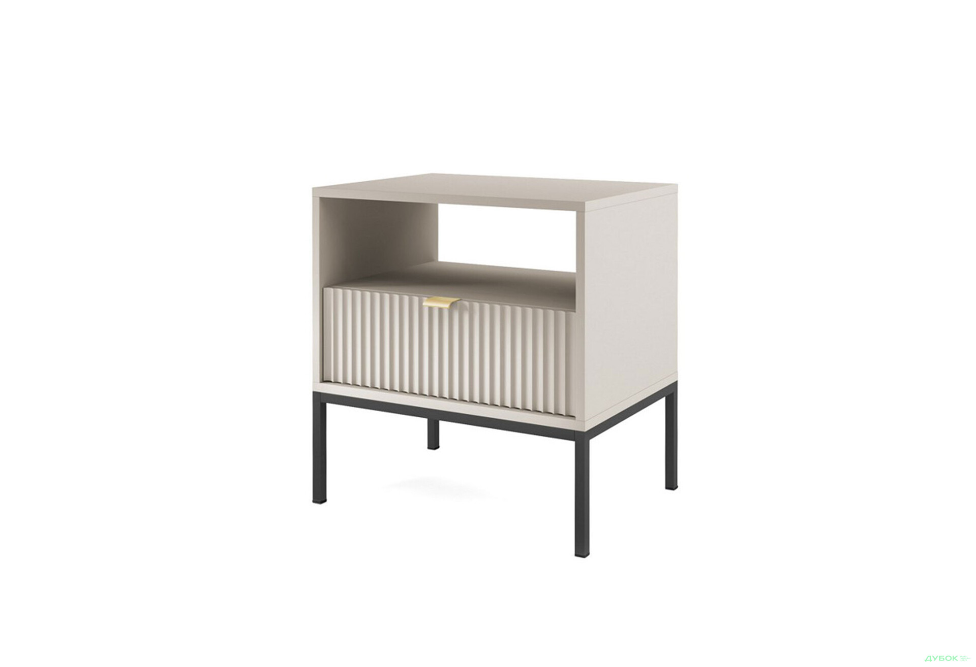Приліжкова тумба Perfect Home Нова / Nova з шухлядою та полицею 54 см, кашемір, чорні ніжки - Зображення 1 Зображення 1 - Приліжкова тумба Perfect Home Нова / Nova з шухлядою та полицею 54 см, кашемір, чорні ніжки