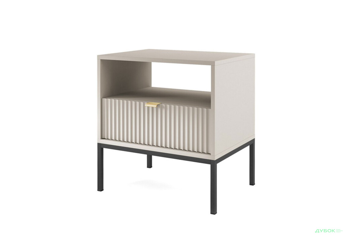 Приліжкова тумба Perfect Home Нова / Nova з шухлядою та полицею 54 см, кашемір, чорні ніжки - Зображення 1 Зображення 1 - Приліжкова тумба Perfect Home Нова / Nova з шухлядою та полицею 54 см, кашемір, чорні ніжки