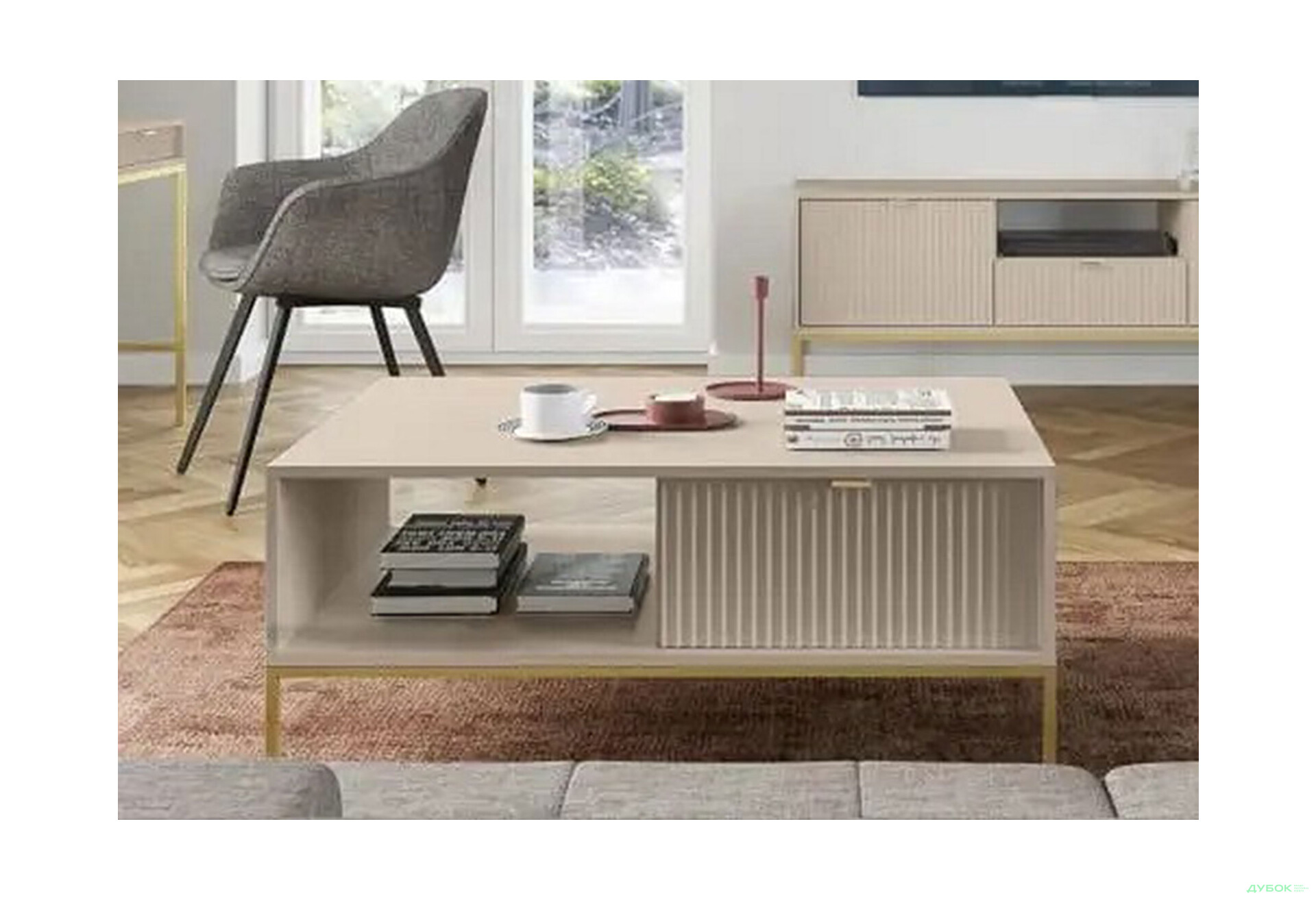 Изображение 2 - Стол журнальный Perfect Home Нова / Nova 104х68 см, кашемир, золотые ножки