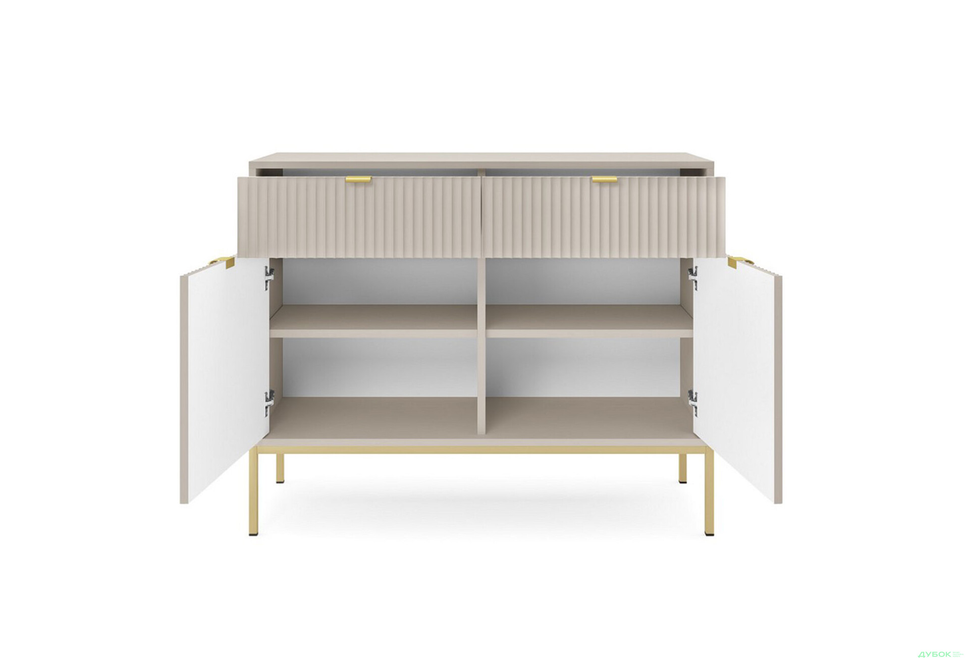 Комод Perfect Home Нова / Nova 2-дверний з 2 шухлядами 104 см, кашемір, золоті ніжки - Зображення 4 Зображення 4 - Комод Perfect Home Нова / Nova 2-дверний з 2 шухлядами 104 см, кашемір, золоті ніжки