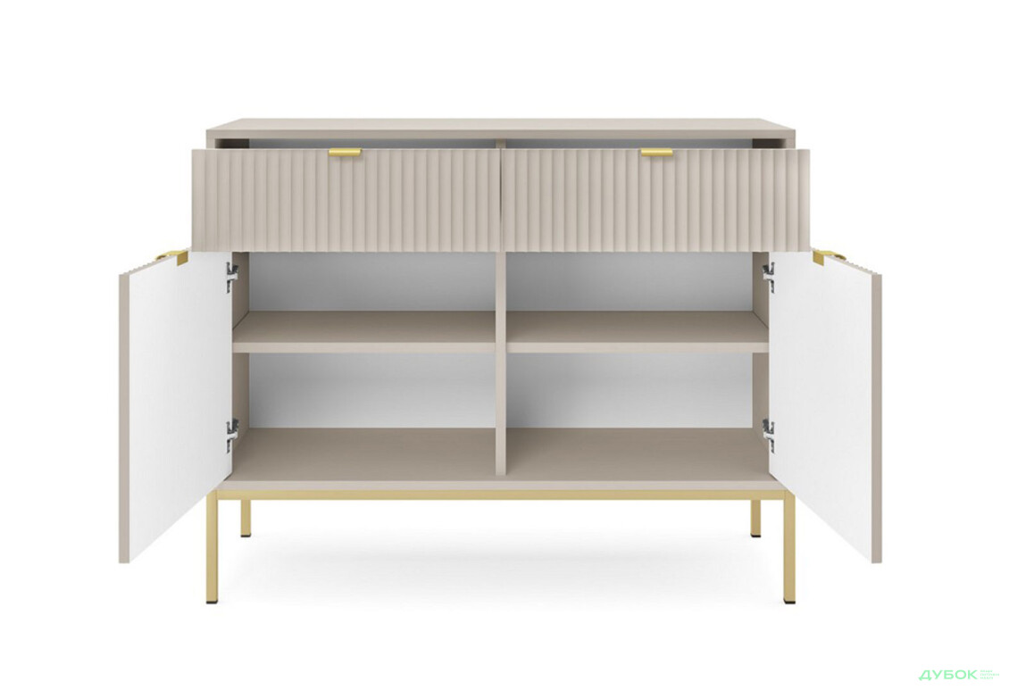 Комод Perfect Home Нова / Nova 2-дверний з 2 шухлядами 104 см, кашемір, золоті ніжки - Зображення 4 Зображення 4 - Комод Perfect Home Нова / Nova 2-дверний з 2 шухлядами 104 см, кашемір, золоті ніжки