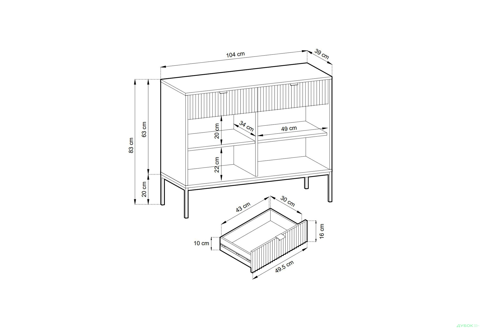 Комод Perfect Home Нова / Nova 2-дверний з 2 шухлядами 104 см, кашемір, золоті ніжки - Зображення 6 Зображення 6 - Комод Perfect Home Нова / Nova 2-дверний з 2 шухлядами 104 см, кашемір, золоті ніжки