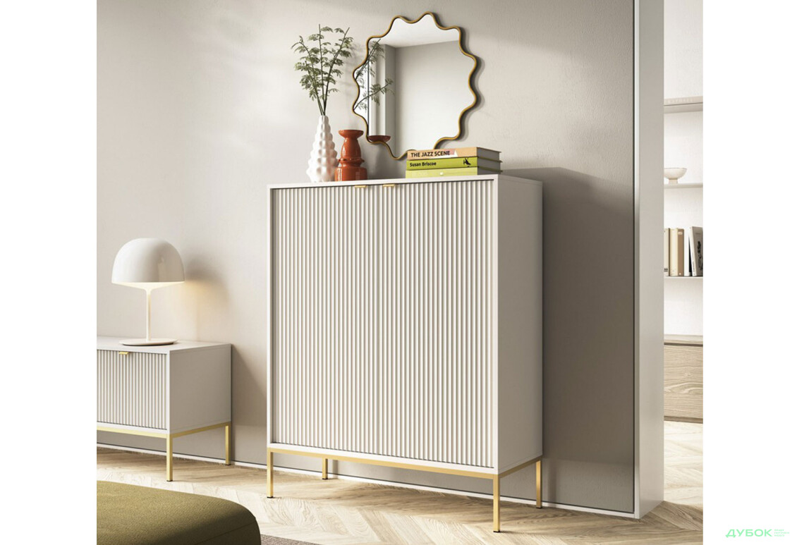 Комод Perfect Home Нова / Nova 2-дверний 104 см, кашемір, золоті ніжки - Зображення 2 Зображення 2 - Комод Perfect Home Нова / Nova 2-дверний 104 см, кашемір, золоті ніжки