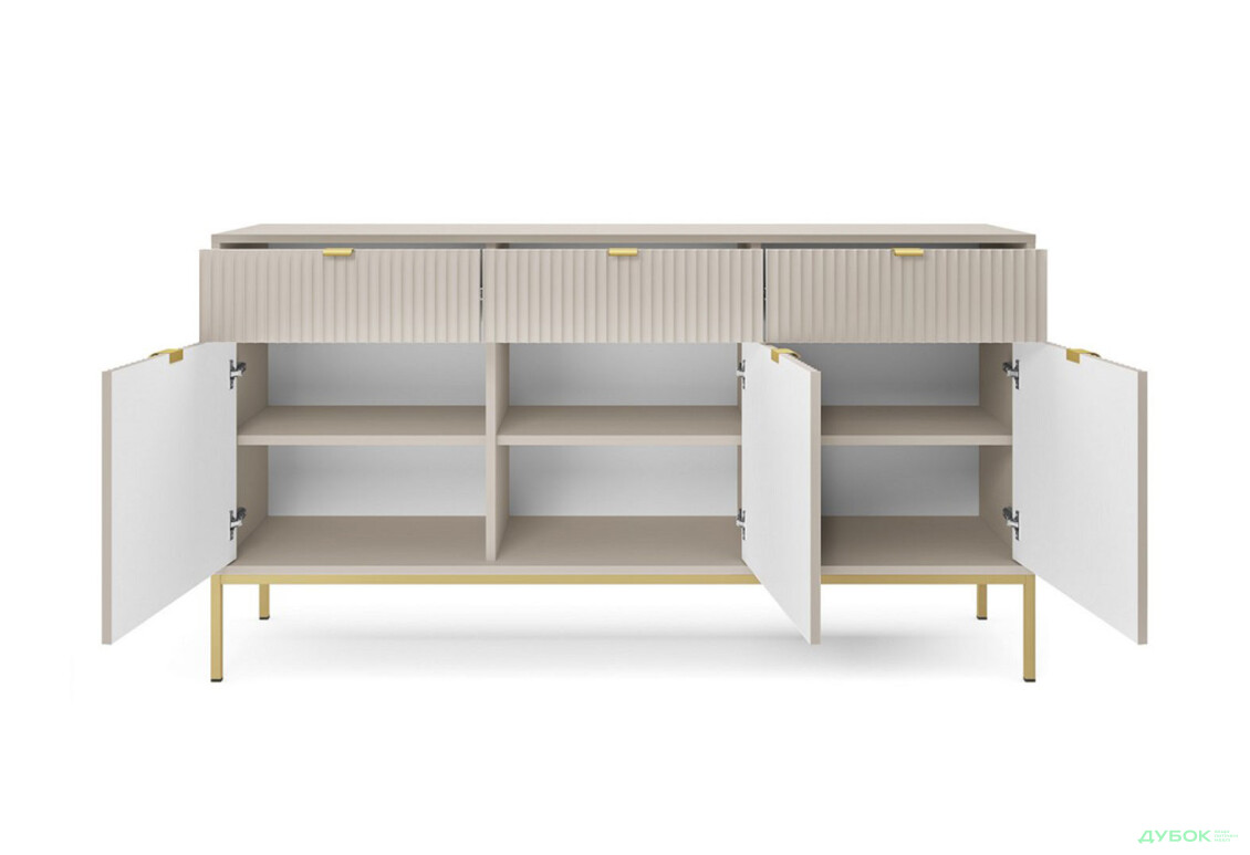 Комод Perfect Home Нова / Nova 3-дверний з 3 шухлядами 154 см, кашемір, золоті ніжки - Зображення 4 Зображення 4 - Комод Perfect Home Нова / Nova 3-дверний з 3 шухлядами 154 см, кашемір, золоті ніжки