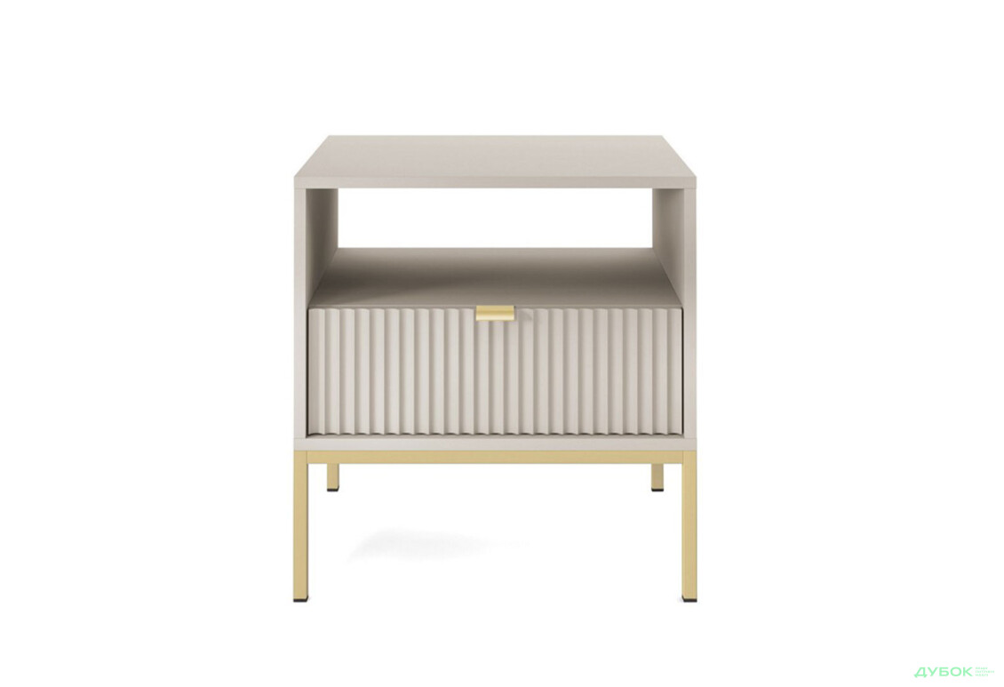 Приліжкова тумба Perfect Home Нова / Nova з шухлядою та полицею 54 см, кашемір, золоті ніжки - Зображення 3 Зображення 3 - Приліжкова тумба Perfect Home Нова / Nova з шухлядою та полицею 54 см, кашемір, золоті ніжки