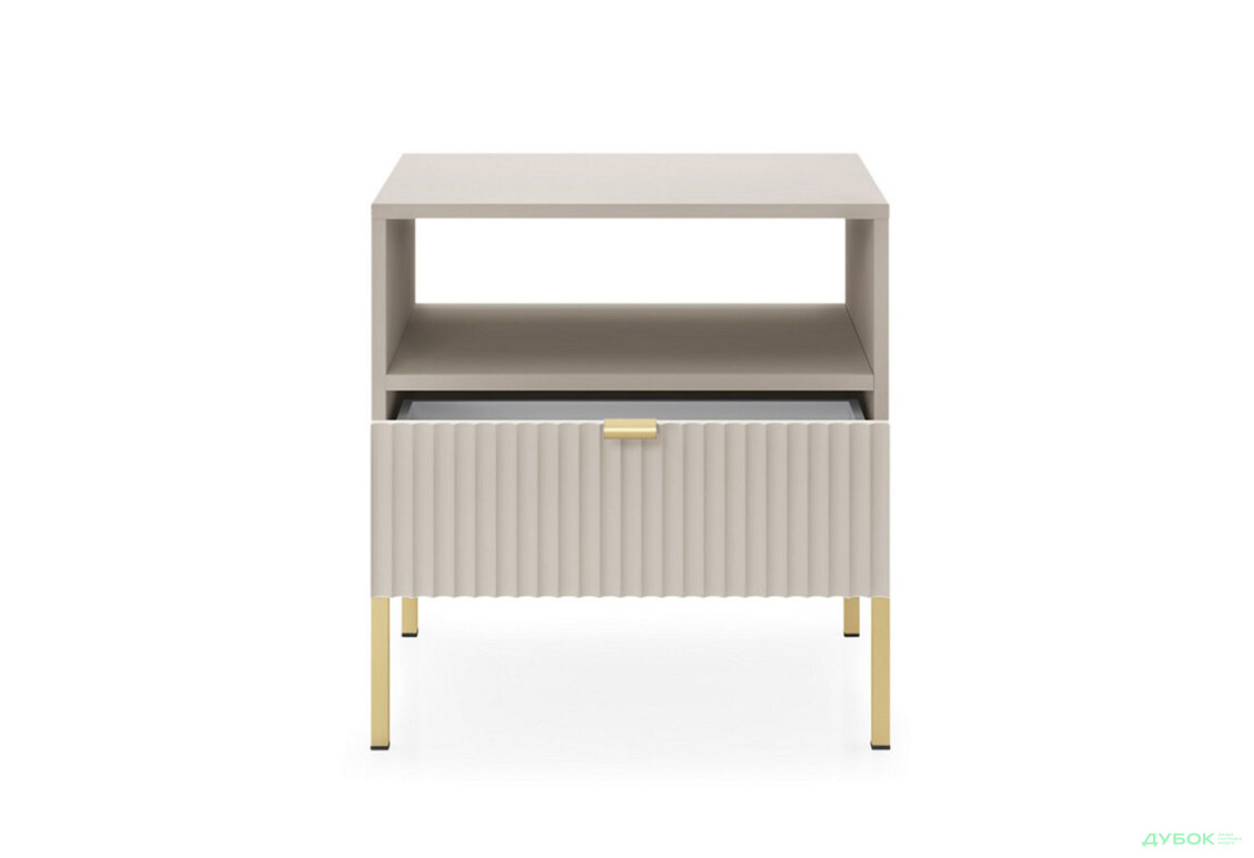 Приліжкова тумба Perfect Home Нова / Nova з шухлядою та полицею 54 см, кашемір, золоті ніжки - Зображення 4 Зображення 4 - Приліжкова тумба Perfect Home Нова / Nova з шухлядою та полицею 54 см, кашемір, золоті ніжки
