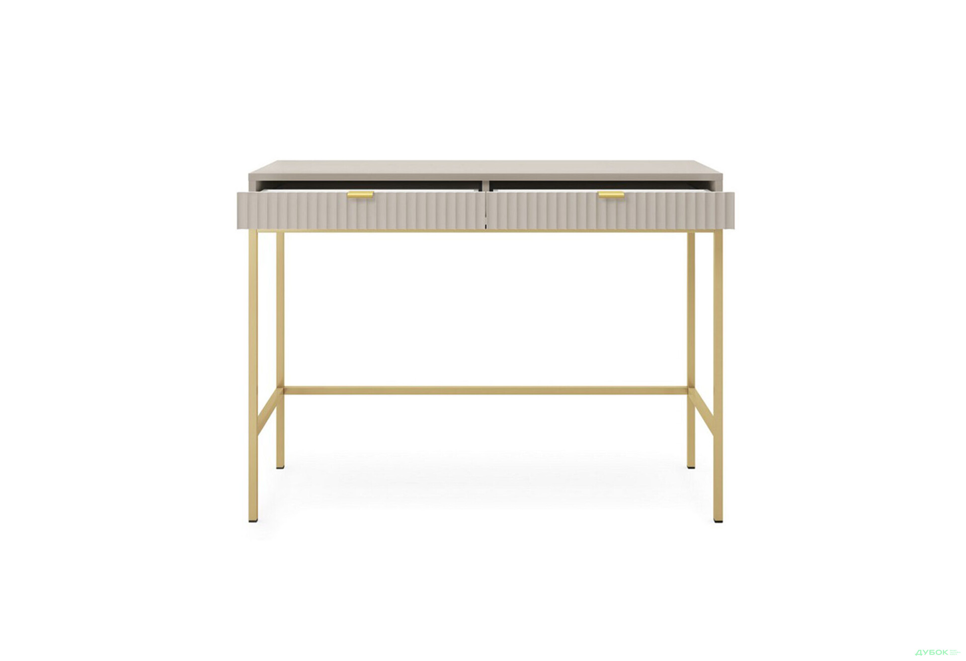 Стіл туалетний Perfect Home Нова / Nova з 2 шухлядами 104 см, кашемір, золоті ніжки - Зображення 3 Зображення 3 - Стіл туалетний Perfect Home Нова / Nova з 2 шухлядами 104 см, кашемір, золоті ніжки