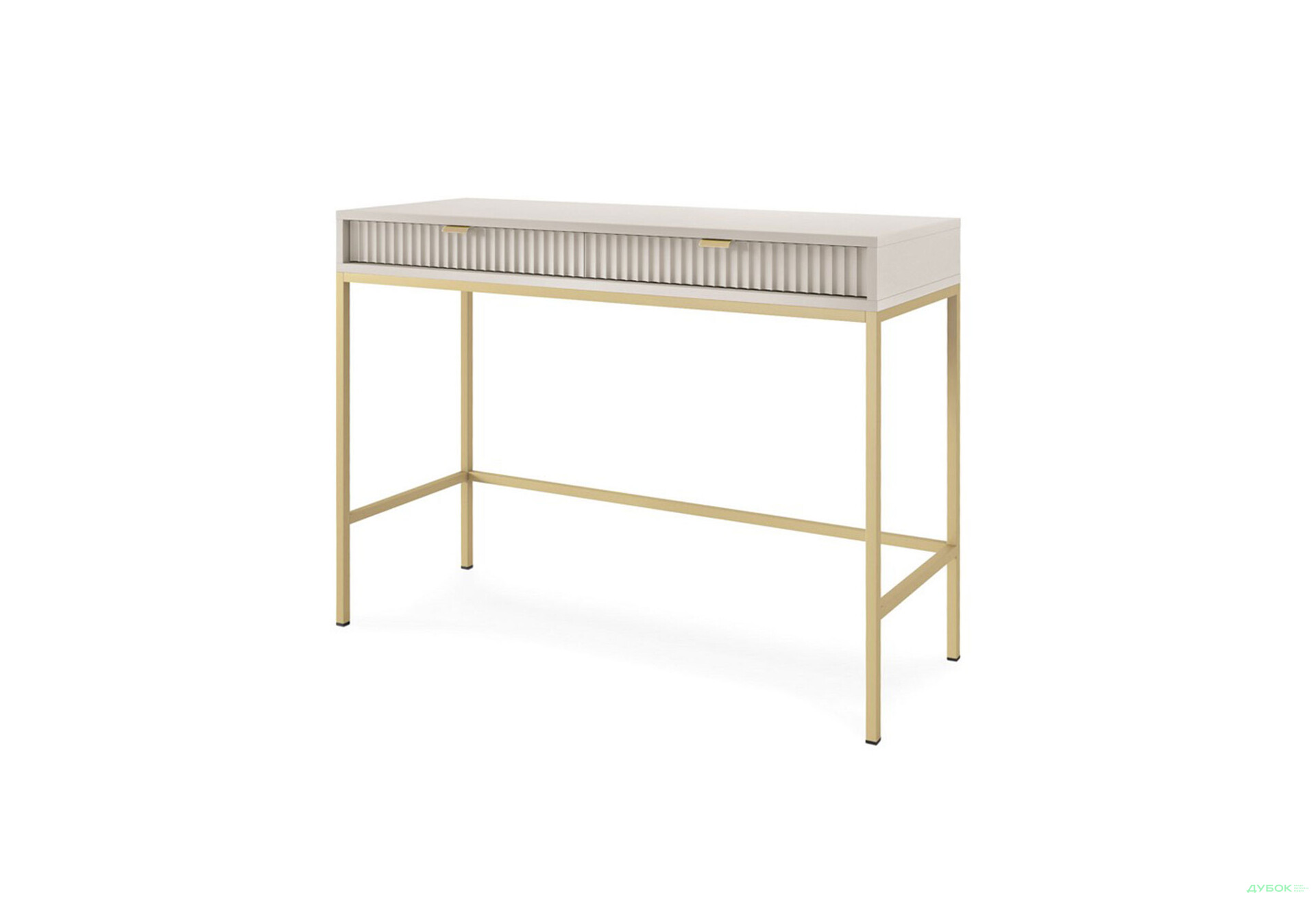 Стіл туалетний Perfect Home Нова / Nova з 2 шухлядами 104 см, кашемір, золоті ніжки - Зображення 1 Зображення 1 - Стіл туалетний Perfect Home Нова / Nova з 2 шухлядами 104 см, кашемір, золоті ніжки