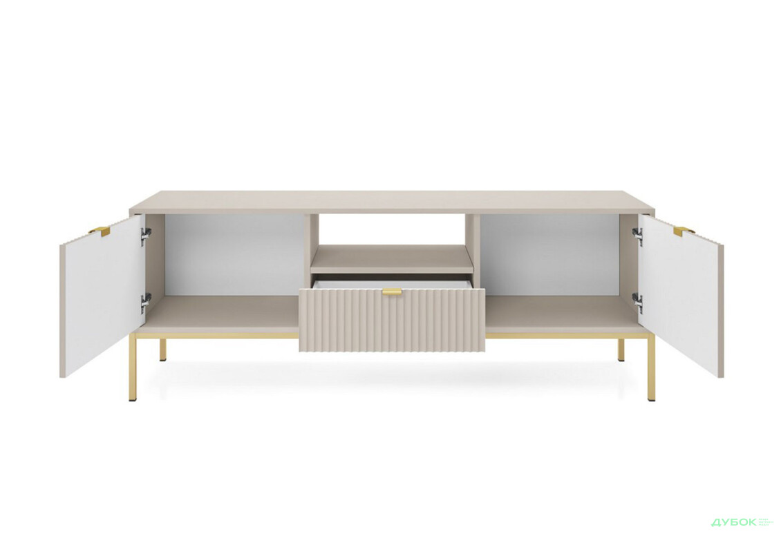 Тумба під ТВ Perfect Home Нова / Nova з 2 дверками, шухлядою та поличкою 154 см, кашемір, золоті ніжки - Зображення 4 Зображення 4 - Тумба під ТВ Perfect Home Нова / Nova з 2 дверками, шухлядою та поличкою 154 см, кашемір, золоті ніжки