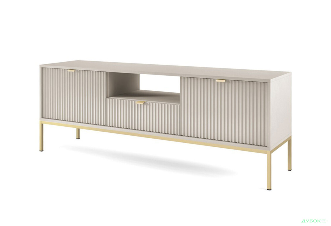 Тумба під ТВ Perfect Home Нова / Nova з 2 дверками, шухлядою та поличкою 154 см, кашемір, золоті ніжки - Зображення 1 Зображення 1 - Тумба під ТВ Perfect Home Нова / Nova з 2 дверками, шухлядою та поличкою 154 см, кашемір, золоті ніжки