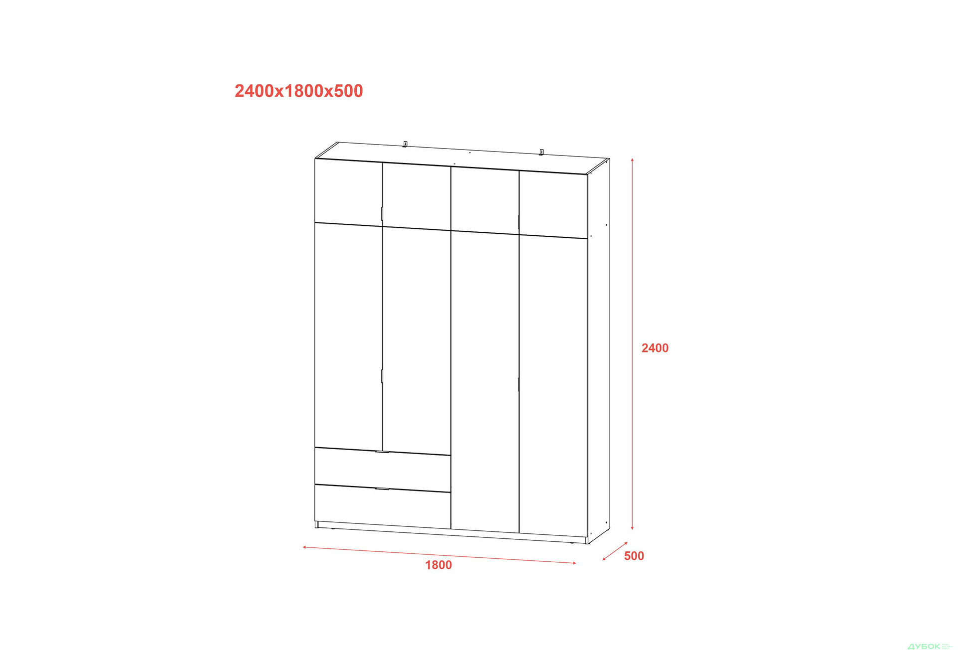 Зображення 9 - Шафа Doros Лукас з антресоллю 180 см Дуб сонома
