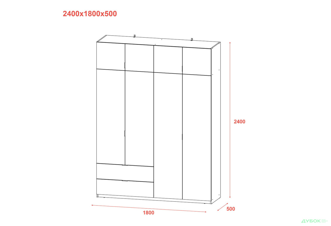 Зображення 9 - Шафа Doros Лукас з антресоллю 180 см Дуб сонома