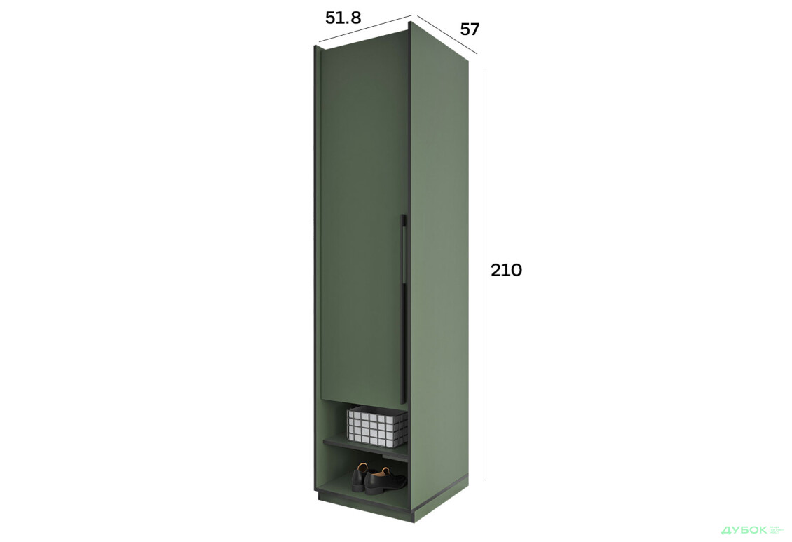 Изображение 3 - Шкаф Moreli Ramo / Рамо R-0002 со штангой и полками 51,8 см, зелёный дымчастый
