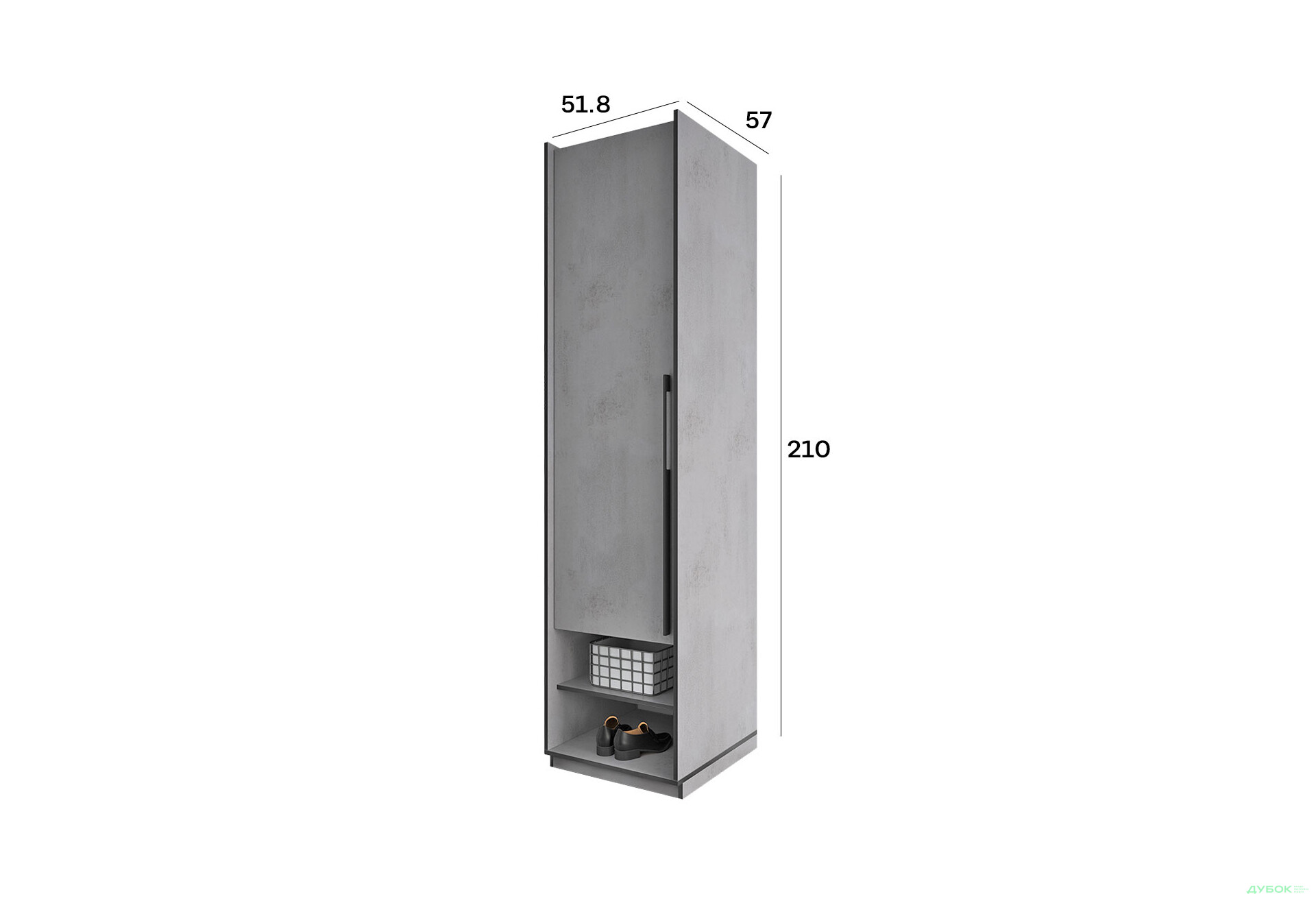 Изображение 3 - Шкаф Moreli Ramo / Рамо R-0002 со штангой и полками 51,8 см, бетон тефра