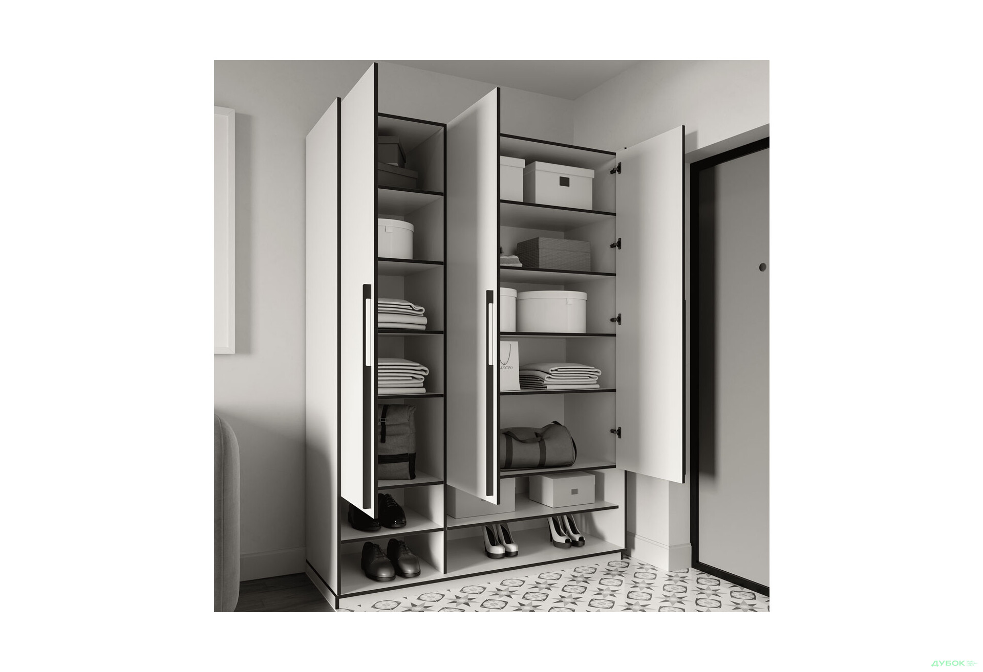 Шафа Moreli Ramo / Рамо R-0005 3-дверна з полицями 148,4 см, біла - Зображення 3 Зображення 3 - Шафа Moreli Ramo / Рамо R-0005 3-дверна з полицями 148,4 см, біла