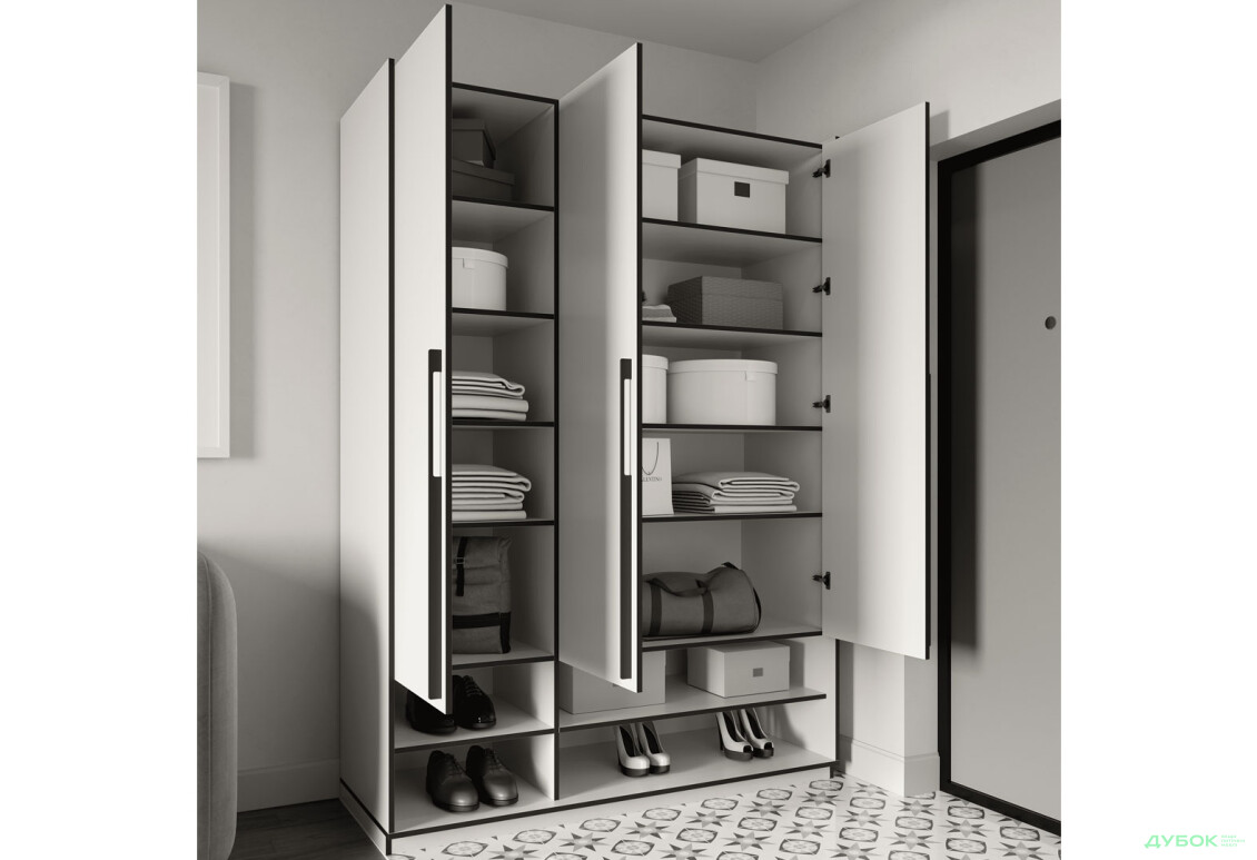 Шафа Moreli Ramo / Рамо R-0005 3-дверна з полицями 148,4 см, біла - Зображення 3 Зображення 3 - Шафа Moreli Ramo / Рамо R-0005 3-дверна з полицями 148,4 см, біла