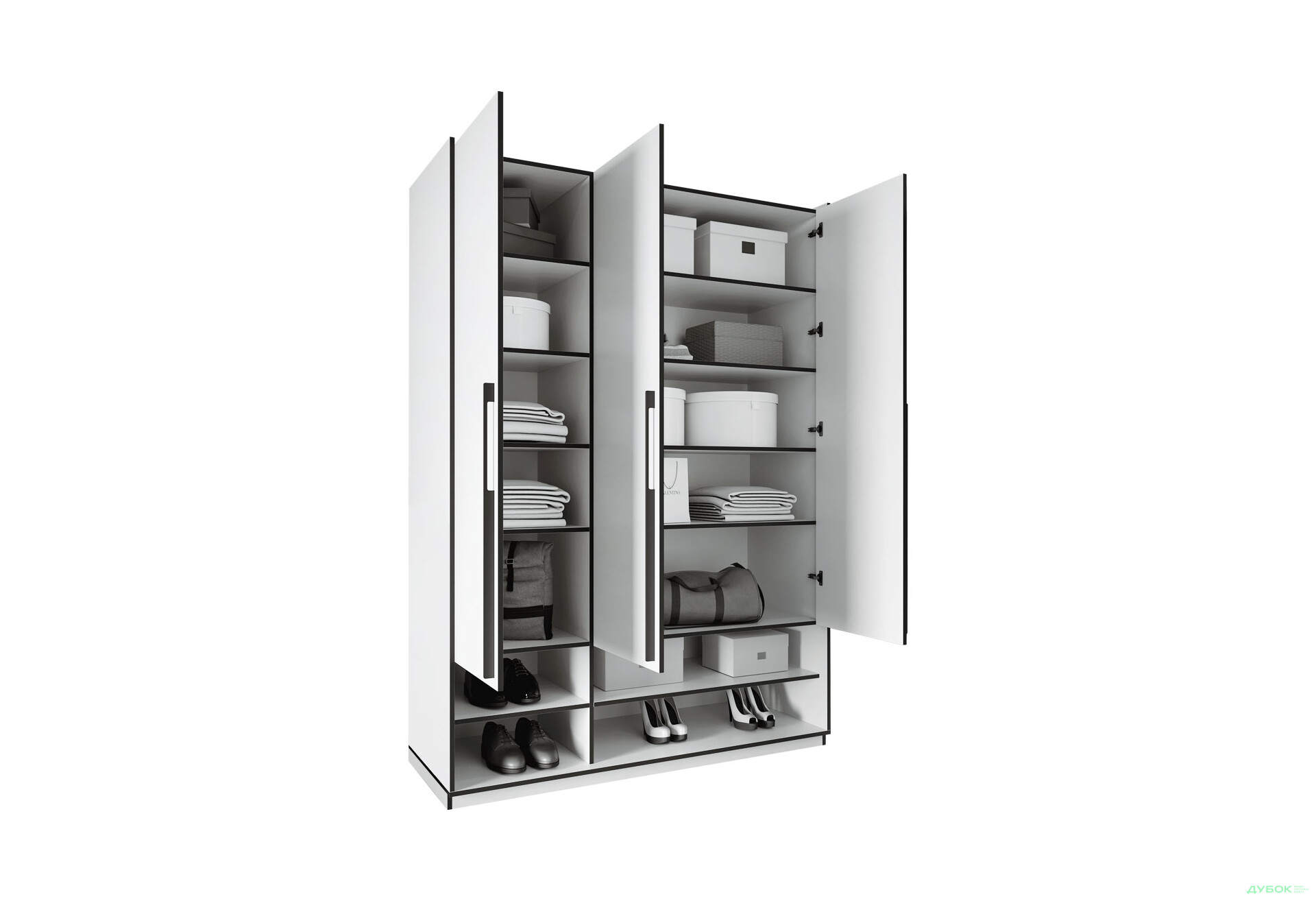 Шафа Moreli Ramo / Рамо R-0005 3-дверна з полицями 148,4 см, біла - Зображення 5 Зображення 5 - Шафа Moreli Ramo / Рамо R-0005 3-дверна з полицями 148,4 см, біла