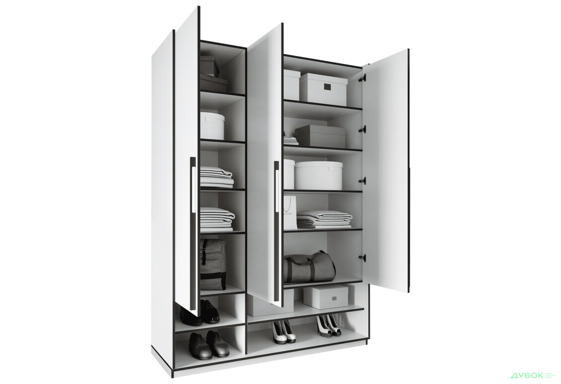 Шафа Moreli Ramo / Рамо R-0005 3-дверна з полицями 148,4 см, біла - Зображення 5 Зображення 5 - Шафа Moreli Ramo / Рамо R-0005 3-дверна з полицями 148,4 см, біла