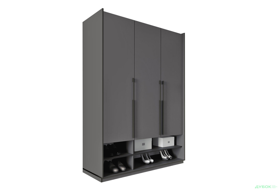 Шафа Moreli Ramo / Рамо R-0005 3-дверна з полицями 148,4 см, антрацит - Зображення 1 Зображення 1 - Шафа Moreli Ramo / Рамо R-0005 3-дверна з полицями 148,4 см, антрацит