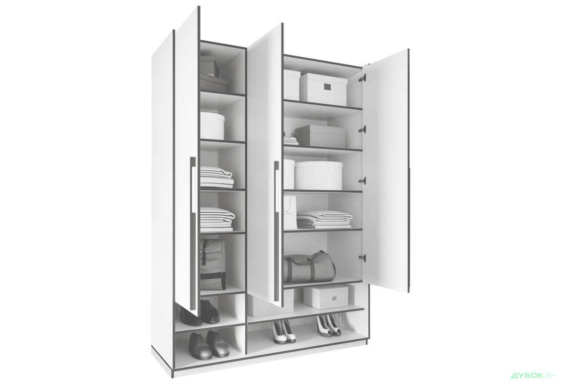 Шафа Moreli Ramo / Рамо R-0005 3-дверна з полицями 148,4 см, антрацит - Зображення 4 Зображення 4 - Шафа Moreli Ramo / Рамо R-0005 3-дверна з полицями 148,4 см, антрацит