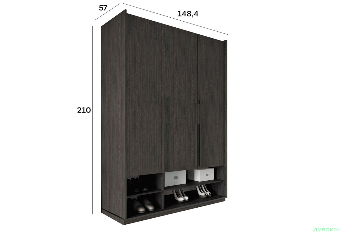 Шафа Moreli Ramo / Рамо R-0005 3-дверна з полицями 148,4 см, венге - Зображення 3 Зображення 3 - Шафа Moreli Ramo / Рамо R-0005 3-дверна з полицями 148,4 см, венге