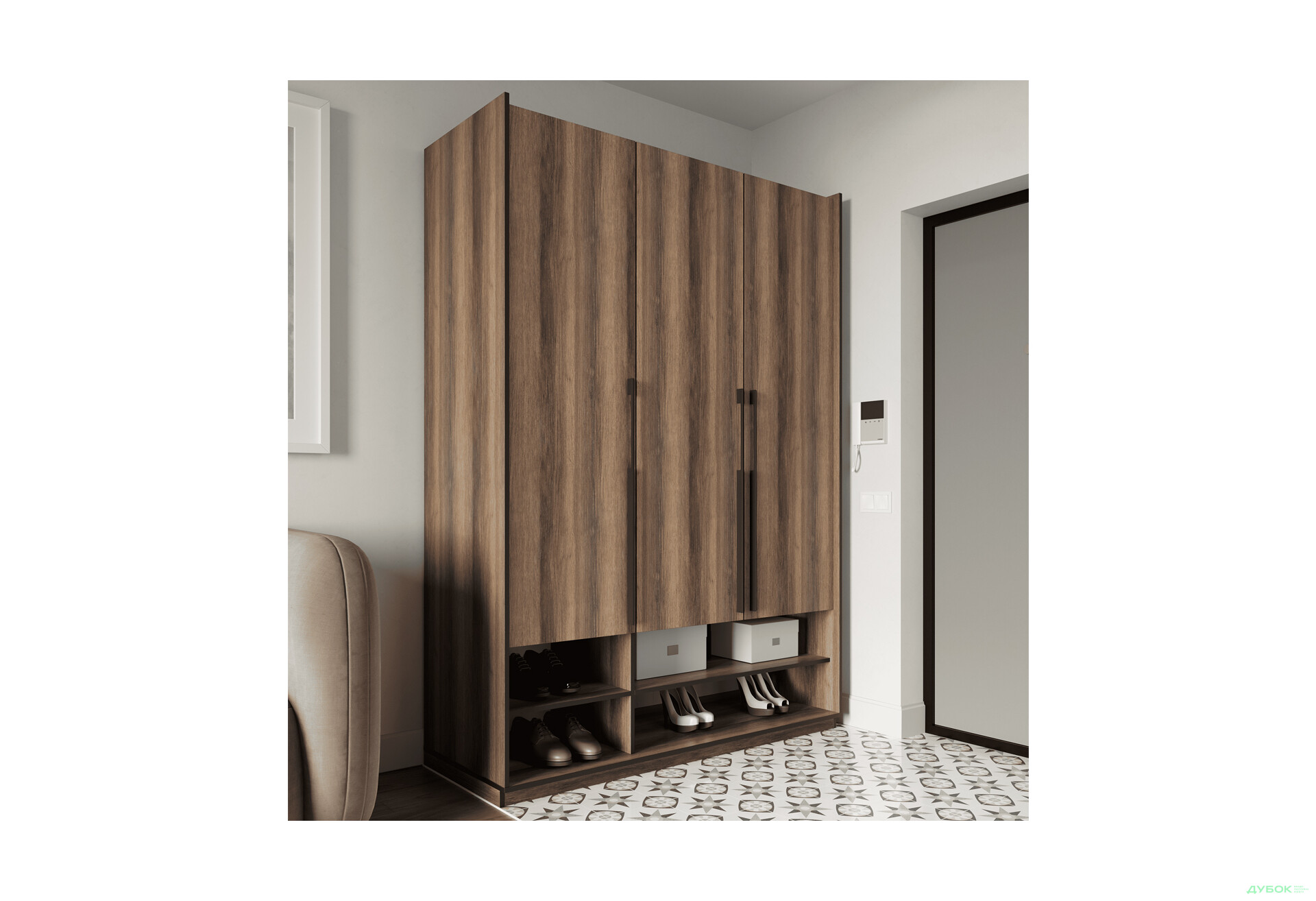 Шафа Moreli Ramo / Рамо R-0005 3-дверна з полицями 148,4 см, дуб кверкус - Зображення 2 Зображення 2 - Шафа Moreli Ramo / Рамо R-0005 3-дверна з полицями 148,4 см, дуб кверкус