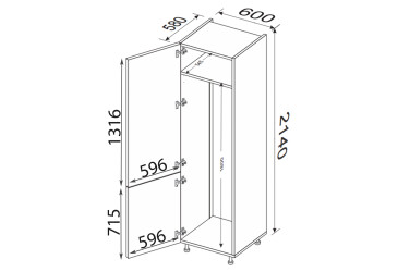 Пенал 60ПХ/2140 холодильник Зображення Пенал 60ПХ/2140 холодильник