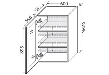 Верх 60В/900 1дв вітрина Pro Blum Зображення Верх 60В/900 1дв вітрина Pro Blum