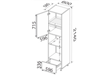Пенал 60ПДМ1ШХ/2140 духовка + мікрохвильовка Pro Blum+Hettich Зображення Пенал 60ПДМ1ШХ/2140 духовка + мікрохвильовка Pro Blum+Hettich