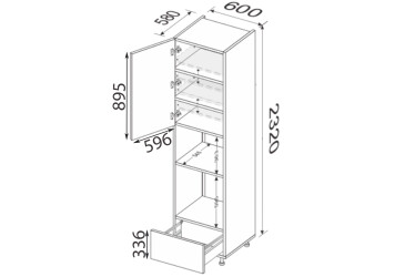 Зображення Пенал 60ПДМ1ШХ/2320 духовка + мікрохвильовка Pro Blum+Hettich