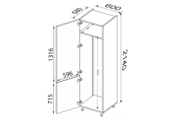 Пенал 60ПХ/2140 холодильник Pro Blum Зображення Пенал 60ПХ/2140 холодильник Pro Blum