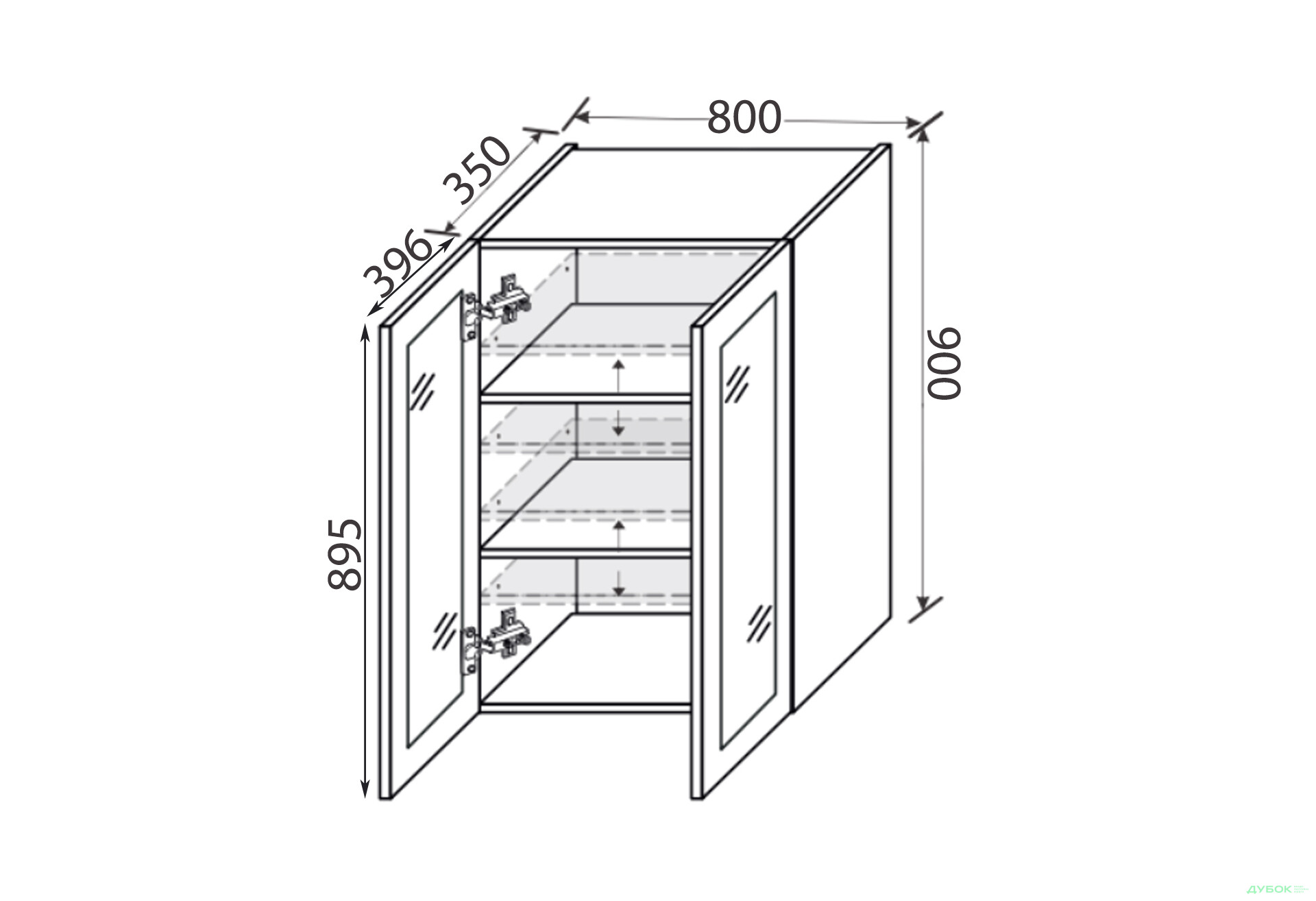 Зображення 2 - Верх 80В/900 2дв вітрина Pro Blum Вінтаж / Vintage MiroMark