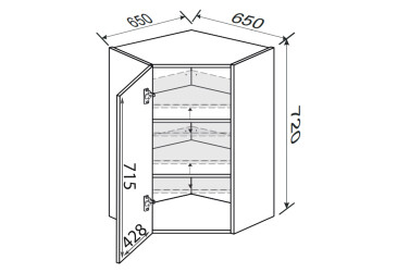 Верх Кут В 45°/720 (650х650) 1дв Pro Blum Зображення Верх Кут В 45°/720 (650х650) 1дв Pro Blum