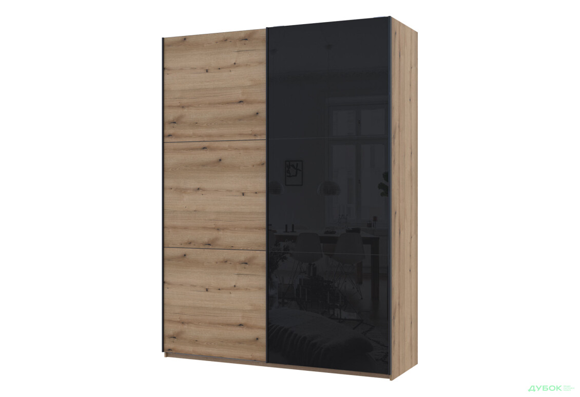 Шкаф-купе Doros G-Caiser / Джи-Кейзер 2-дверный со стеклом 180 см, дуб эвок / чёрный - Изображение 1 Изображение 1 - Шкаф-купе Doros G-Caiser / Джи-Кейзер 2-дверный со стеклом 180 см, дуб эвок / чёрный