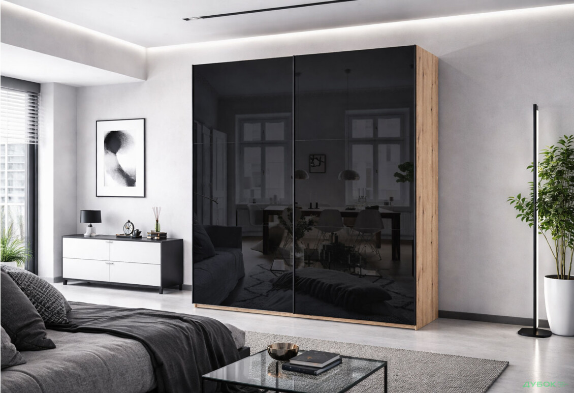 Изображение 2 - Шкаф-купе Doros G-Caiser / Джи-Кейзер 2-дверный 2 стекла 180 см, дуб эвок / чёрный