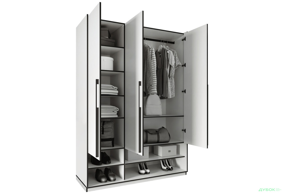 Шкаф Moreli Ramo / Рамо R-0006 3-дверный со штангой и полками 148,4 см, белый - Изображение 5 Изображение 5 - Шкаф Moreli Ramo / Рамо R-0006 3-дверный со штангой и полками 148,4 см, белый