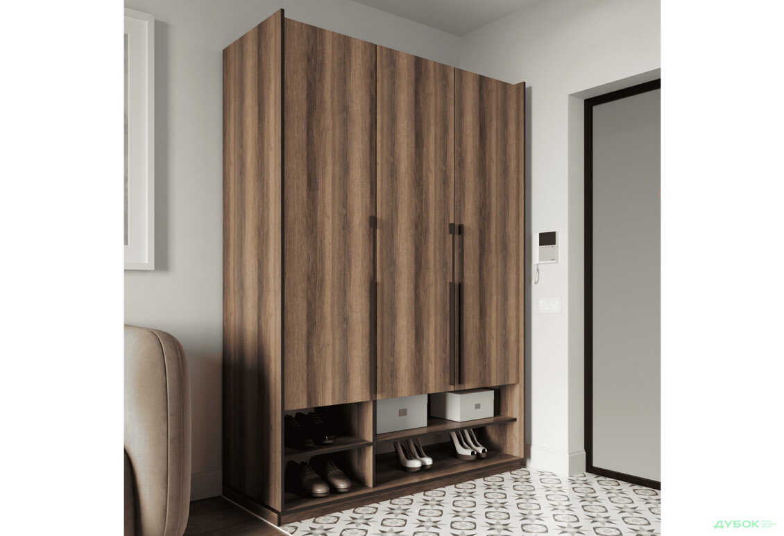 Шафа Moreli Ramo / Рамо R-0006 3-дверна зі штангою та полицями 148,4 см, дуб кверкус - Зображення 2 Зображення 2 - Шафа Moreli Ramo / Рамо R-0006 3-дверна зі штангою та полицями 148,4 см, дуб кверкус