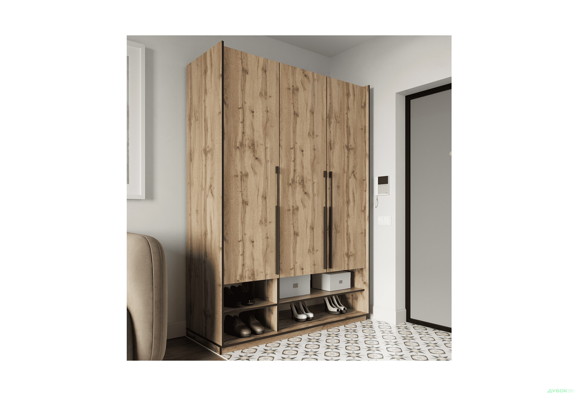 Шкаф Moreli Ramo / Рамо R-0006 3-дверный со штангой и полками 148,4 см, дуб аппалачи - Изображение 2 Изображение 2 - Шкаф Moreli Ramo / Рамо R-0006 3-дверный со штангой и полками 148,4 см, дуб аппалачи