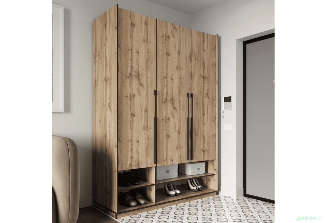 Шкаф Moreli Ramo / Рамо R-0006 3-дверный со штангой и полками 148,4 см, дуб аппалачи - Изображение 2 Изображение 2 - Шкаф Moreli Ramo / Рамо R-0006 3-дверный со штангой и полками 148,4 см, дуб аппалачи