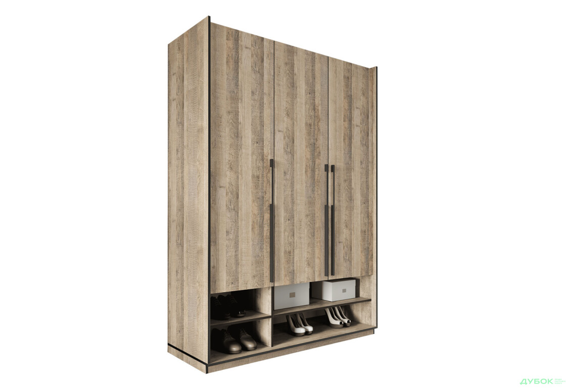 Шафа Moreli Ramo / Рамо R-0006 3-дверна зі штангою та полицями 148,4 см, дуб гранж пісочний - Зображення 1 Зображення 1 - Шафа Moreli Ramo / Рамо R-0006 3-дверна зі штангою та полицями 148,4 см, дуб гранж пісочний