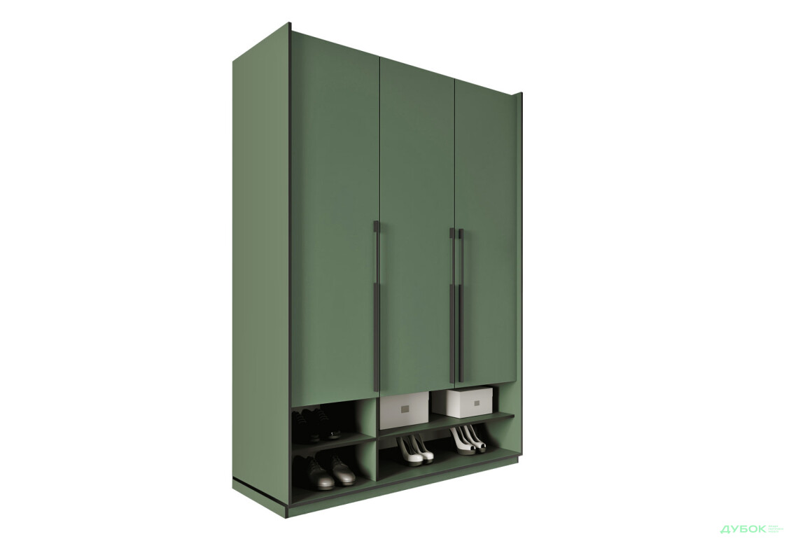 Шкаф Moreli Ramo / Рамо R-0006 3-дверный со штангой и полками 148,4 см, зелений дымчастый - Изображение 1 Изображение 1 - Шкаф Moreli Ramo / Рамо R-0006 3-дверный со штангой и полками 148,4 см, зелений дымчастый