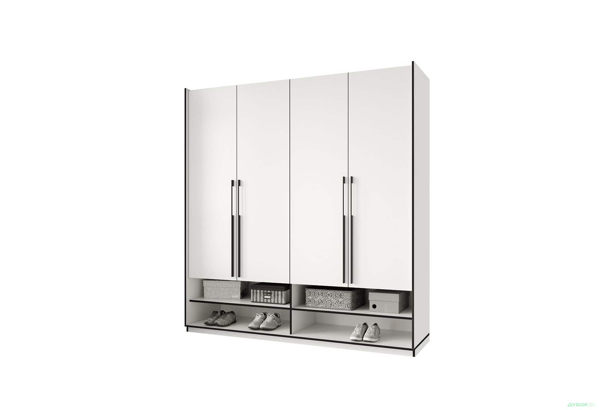 Шафа Moreli Ramo / Рамо R-0008 4-дверна зі штангами та полицями 196,8 см, біла - Зображення 1 Зображення 1 - Шафа Moreli Ramo / Рамо R-0008 4-дверна зі штангами та полицями 196,8 см, біла