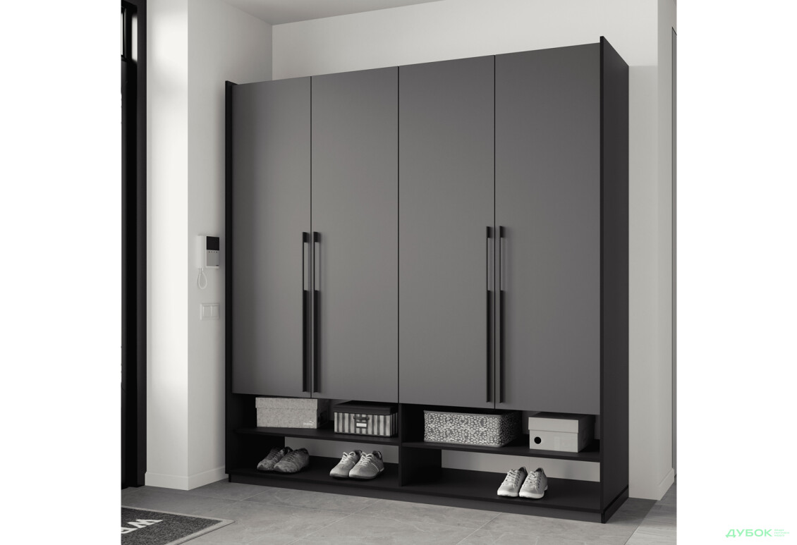 Шкаф Moreli Ramo / Рамо R-0008 4-дверный со штангами и полками 196,8 см, антрацит - Изображение 2 Изображение 2 - Шкаф Moreli Ramo / Рамо R-0008 4-дверный со штангами и полками 196,8 см, антрацит