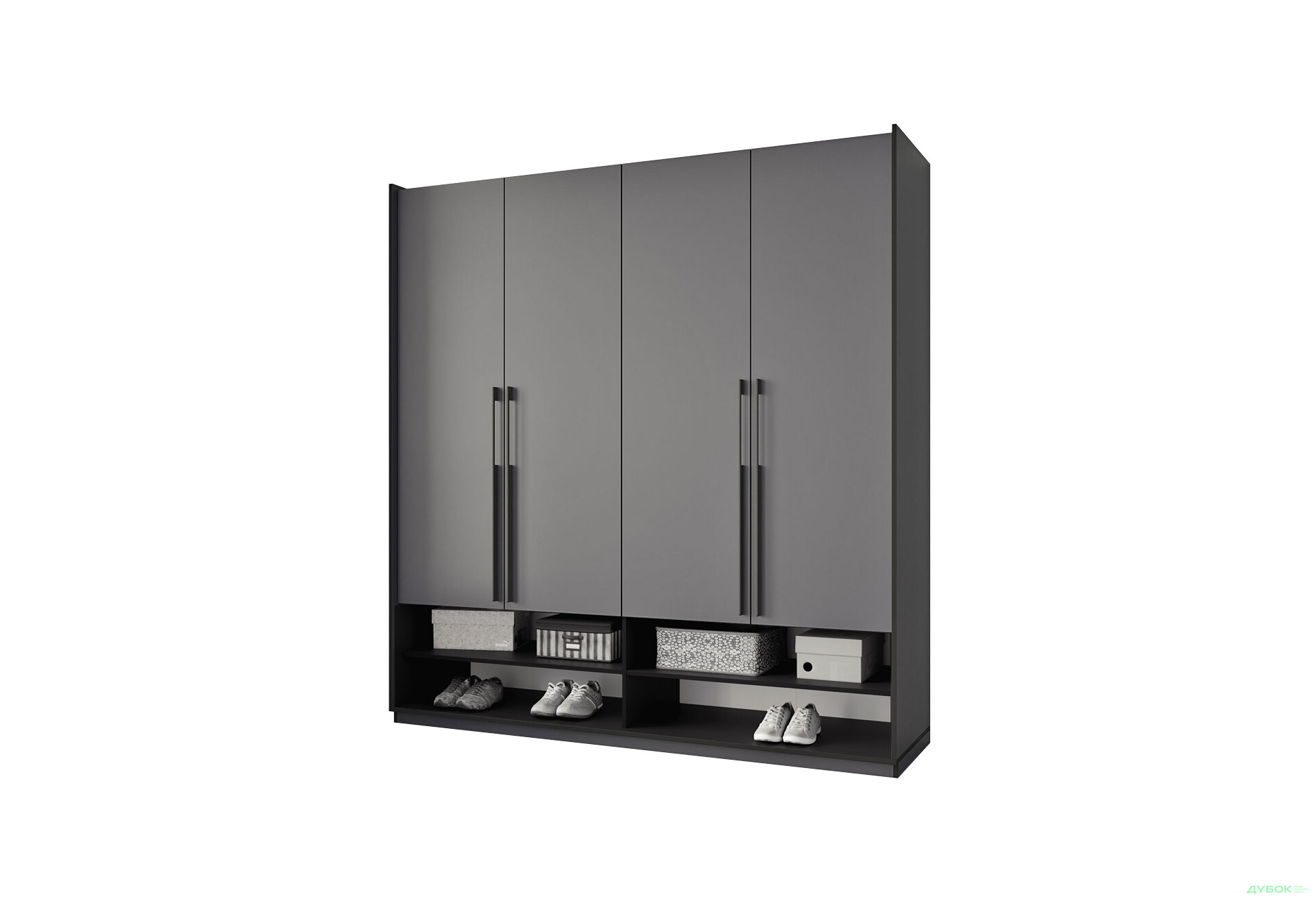 Шкаф Moreli Ramo / Рамо R-0008 4-дверный со штангами и полками 196,8 см, антрацит - Изображение 1 Изображение 1 - Шкаф Moreli Ramo / Рамо R-0008 4-дверный со штангами и полками 196,8 см, антрацит
