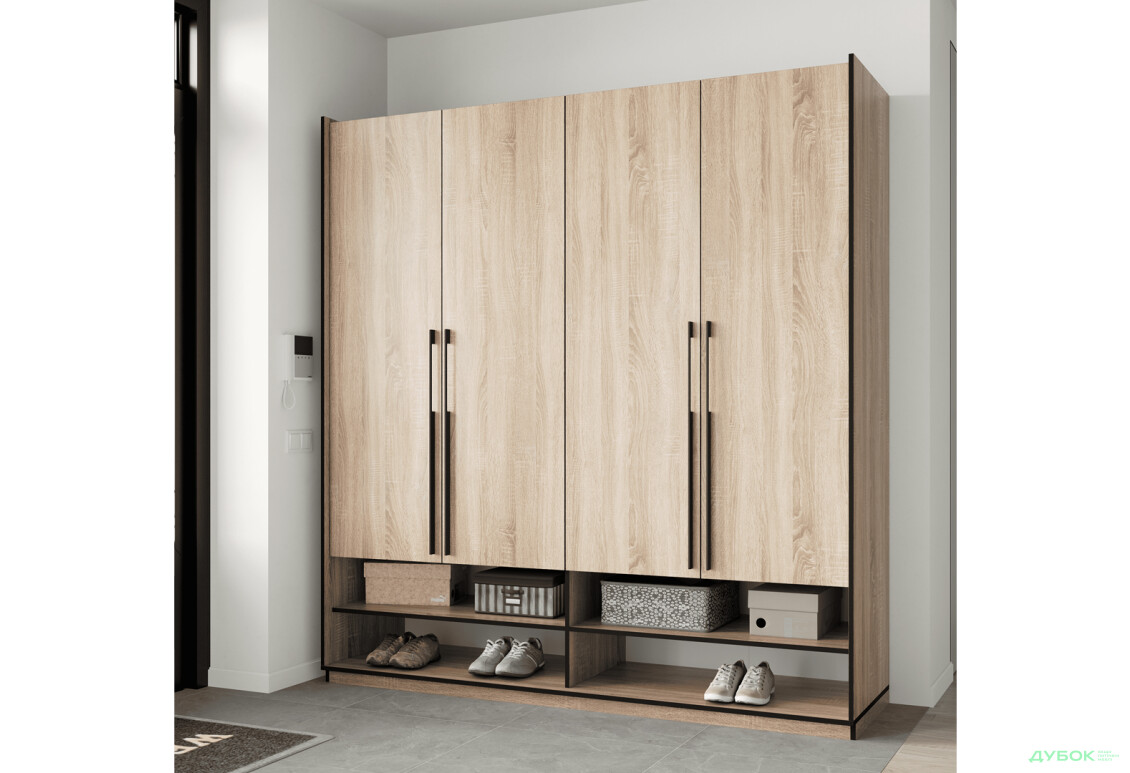 Шафа Moreli Ramo / Рамо R-0008 4-дверна зі штангами та полицями 196,8 см, дуб сонома - Зображення 2 Зображення 2 - Шафа Moreli Ramo / Рамо R-0008 4-дверна зі штангами та полицями 196,8 см, дуб сонома