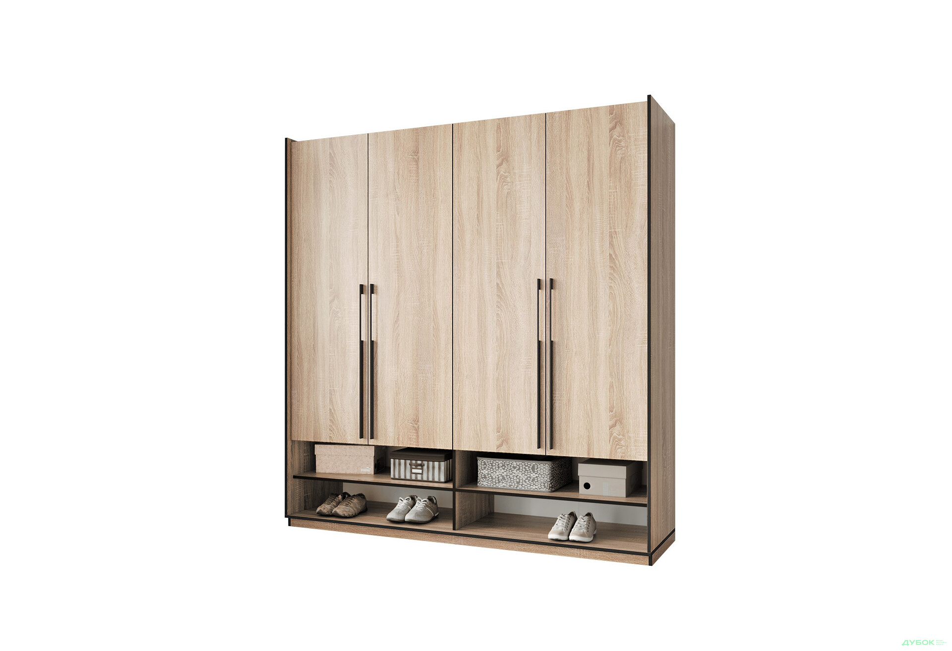 Шафа Moreli Ramo / Рамо R-0008 4-дверна зі штангами та полицями 196,8 см, дуб сонома - Зображення 1 Зображення 1 - Шафа Moreli Ramo / Рамо R-0008 4-дверна зі штангами та полицями 196,8 см, дуб сонома