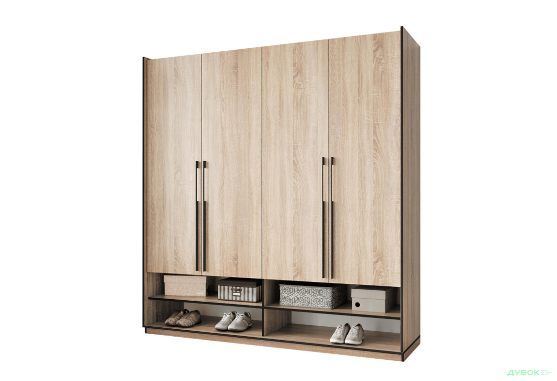 Шафа Moreli Ramo / Рамо R-0008 4-дверна зі штангами та полицями 196,8 см, дуб сонома - Зображення 1 Зображення 1 - Шафа Moreli Ramo / Рамо R-0008 4-дверна зі штангами та полицями 196,8 см, дуб сонома