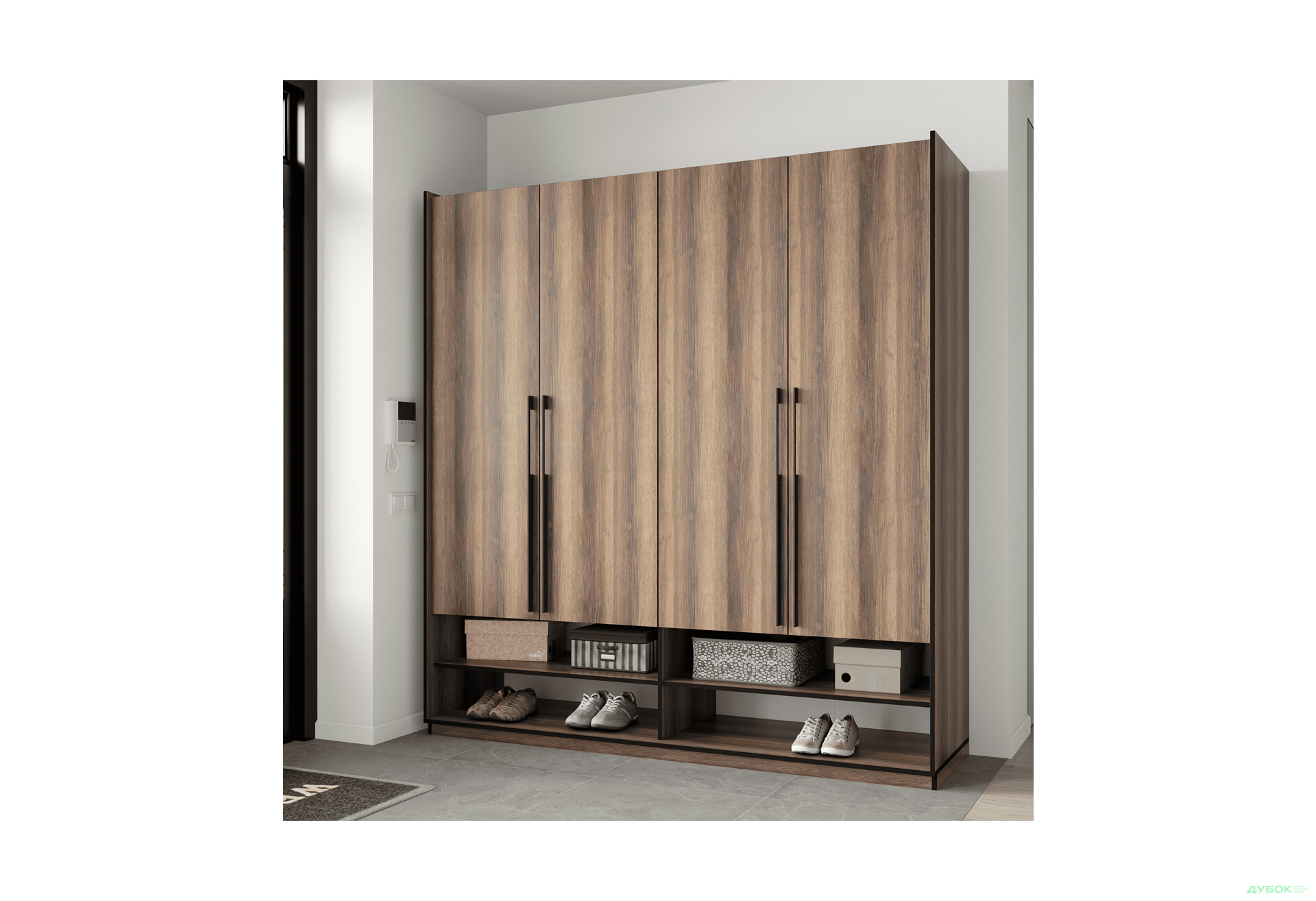 Шкаф Moreli Ramo / Рамо R-0008 4-дверный со штангами и полками 196,8 см, дуб кверкус - Изображение 2 Изображение 2 - Шкаф Moreli Ramo / Рамо R-0008 4-дверный со штангами и полками 196,8 см, дуб кверкус