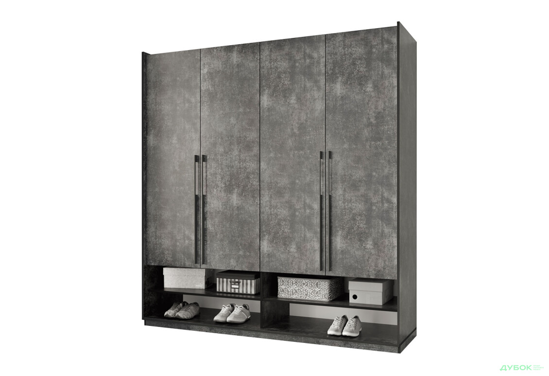 Шкаф Moreli Ramo / Рамо R-0008 4-дверный со штангами и полками 196,8 см, бетон тёмный - Изображение 1 Изображение 1 - Шкаф Moreli Ramo / Рамо R-0008 4-дверный со штангами и полками 196,8 см, бетон тёмный