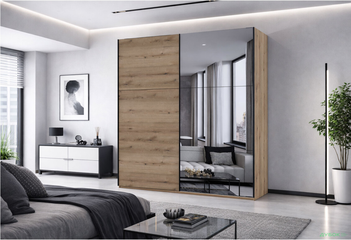 Изображение 2 - Шкаф-купе Doros G-Caiser / Джи-Кейзер 2-дверный с зеркалом 180 см, дуб эвок